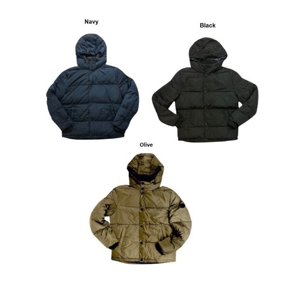 Men’s Lucky heavy hooded puffer coat (Black) - Picture 3 of 11